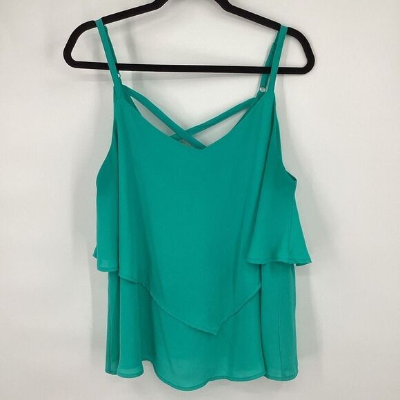 Womens Torrid Double Layered Criss-Cross Cami Green size 0 (Zero) - Picture 1 of 4